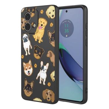Imagem de HTXWXJC Capa de telefone para Moto G84, Motorola G84 XT2347 capa à prova de choque flexível bumper TPU capa macia padrão cão capa de telefone para Motorola Moto G84 cachorro preto