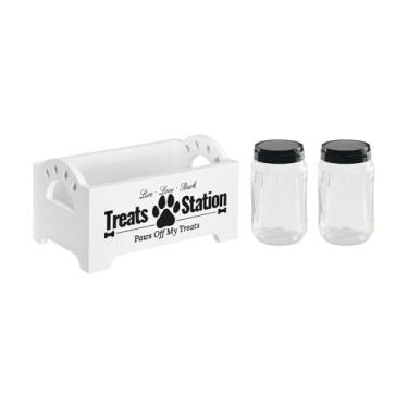 Imagem de Ｂｅｓｇａ Conjunto de Potes para Petiscos de Comida para Cães, Recipiente para Petiscos de Cães, Recipiente para Armazenamento de Petiscos para Animais de Estim, Branco, Tamanho real