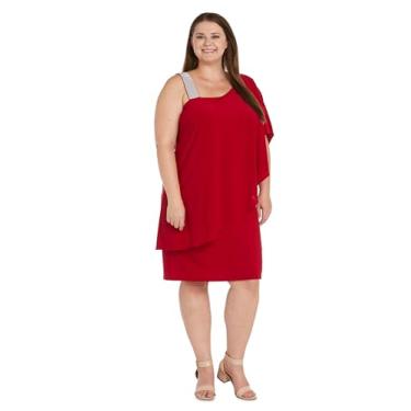 Imagem de R&M Richards Vestido de coquetel feminino, Vermelho, 15 Plus Size