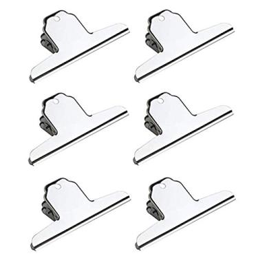 Imagem de Grampo de buldogue grande de 15 cm XMHF, clipe de arquivo de aço inoxidável prateado, grampos de pasta de dinheiro/clipes de papel de saco de comida de metal para Home Office School Paper Supplies, pacote com 6