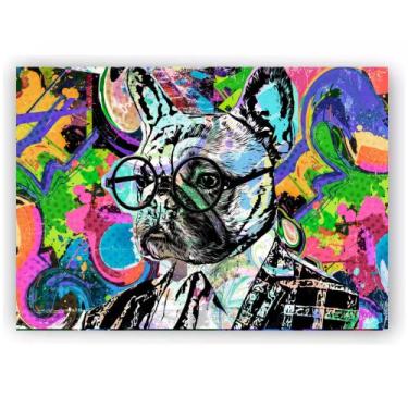Imagem de Quadro Tela Decorativa Cachorro Buldogue Colorido Sala Quarto - Decore
