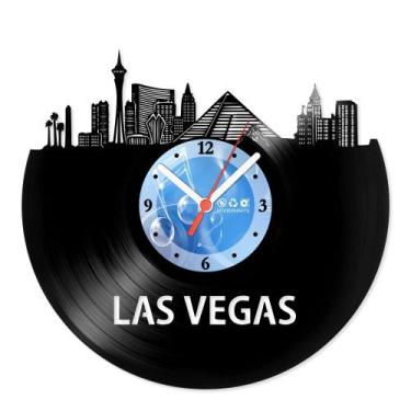 Imagem de Relógio De Parede Disco Vinil Lugares - Las Vegas - VLU-013 - Modernar