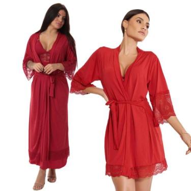 Imagem de Kit robe noiva roupão longo robe luxo sexy curto - ALTIE, Rubi, G