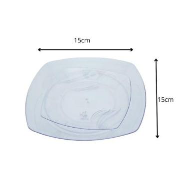 Imagem de Prato de sobremesa  festa acrilico descartavel 15cm- 50unid - Deluma, 