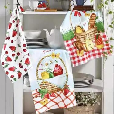 Imagem de Kit 18 Panos de Copa Felpudo Estampado Dohler Picnic