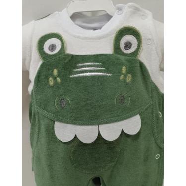 Imagem de Macacão Bebê Menino Longo Bordado Plush Chuquinha Inverno, Verde, M ( 