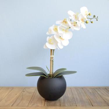 Imagem de Arranjo Orquídea Artificial Branca no Vaso M Preto  Formosinha