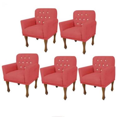 Imagem de Kit 05 Poltrona Cadeira Decorativa  Mona com Strass Sala de Estar Rece