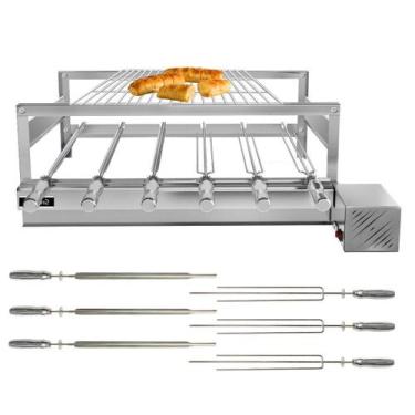 Imagem de Churrasqueira Giratória Grill Inox Gira Soft Grill 6 Espetos + Grelha 