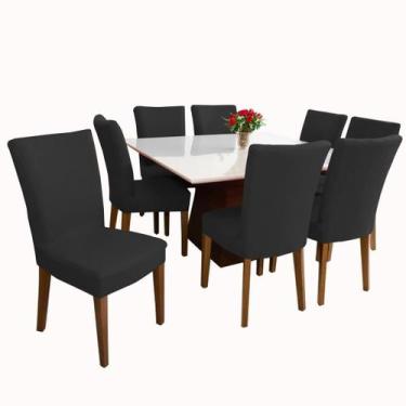 Imagem de Kit 8 Capas de Cadeiras Sala de Jantar Em Malha Lavável 100% Poliéster