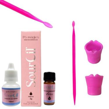 Imagem de Kit Henna Sourcil Sobrancelha  Palito Magico Dosador Dappen Para Mistu