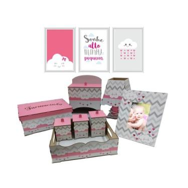 Imagem de Kit Higiene Bebe Safari Maternidade Com Trio De Quadros Mdf - CasaBebe