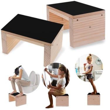 Imagem de Escada Madeira Cócoras Pés Vaso Quarto Banheiro Banquinho  - Triboshop