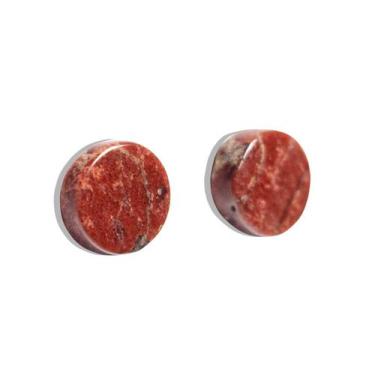 Imagem de Brinco Botton Pedra Dolomita Vermelha Tarraxa Banho Dourado - Cristais