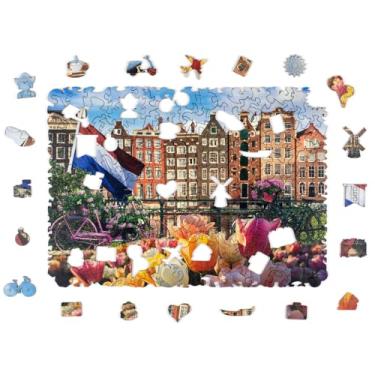 Imagem de Quebra-Cabeça Amsterdã 200 Peças de Madeira - Puzi