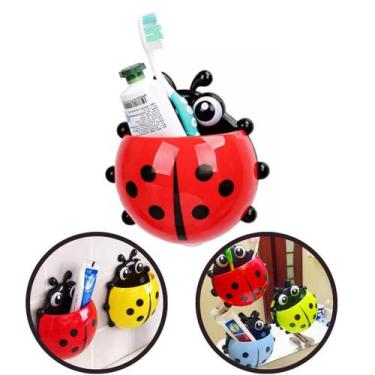 Imagem de Porta Escova De Dente Infantil Joaninha C Ventosa P Parede - Genérico