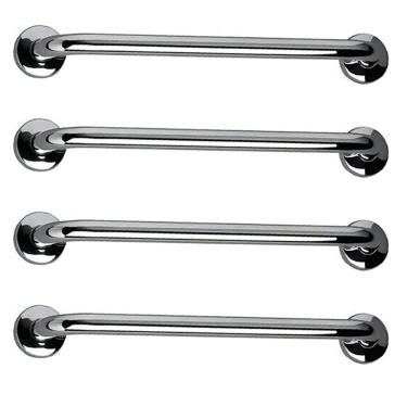 Imagem de Barra de Apoio 60cm Inox Kit 4 Unidades Banheiro Acessibilidade Idoso Cadeirante Deficiente Suporte Segurança Corrimao Escada