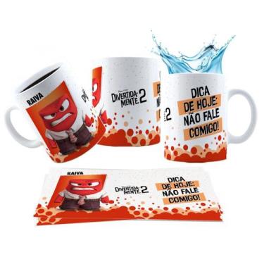 Imagem de Caneca 325ml Divertidamente 2 Personagens Frases Ansiedade - LARANJA E