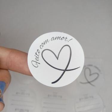 Imagem de 100 Adesivo Oba, Feito com amor, Flork, Produto artesanal, 4 cm  Varia