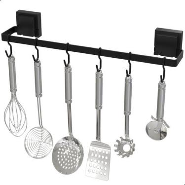 Imagem de Porta Utensílios E Talheres 6 Ganchos Ventosa Preto SF.Max - ShopForte