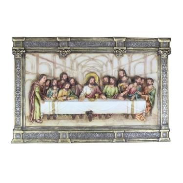 Imagem de Quadro Santa Ceia Páscoa Moldurado Rústico 70Cm