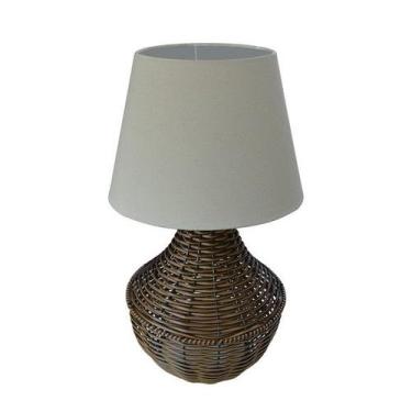 Imagem de Abajur de mesa Junco Avelã Cúpula Bege 58x22 sala quarto - Shoppingnet