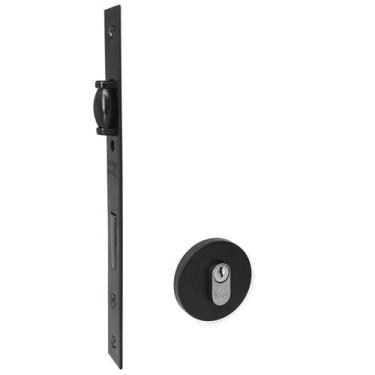 Imagem de Fechadura Rolete Externa 55mm Roseta 528 Redonda Preta Haga