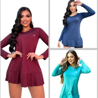 Imagem de Kit 3 Saídas de Praia Vestido feminino proteção solar UV 50+ FPS - For