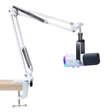 Imagem de SUNMON braço boom branco para fifine am8 - braço boom de microfone compatível com microfone fifine, braço boom de microfone fifine com clipe adaptador de parafuso de 3/8 "a 5/8", braço boom