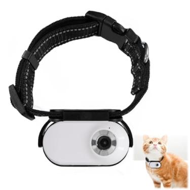 Imagem de Câmera de Ação para Animais de Estimação, Câmera de Coleira de Gato 1080P, Câmera de Gato Com Registros de Vídeo, Câmera de Coleira de Cachorro Grande Angular de 170 °