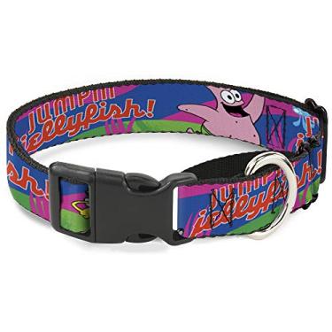 Imagem de Buckle-Down Coleira para cães com martingale Nerd Bob Esponja Patrick Estrela do mar Corrida Água-viva 33 a 45 cm 3,8 cm de largura