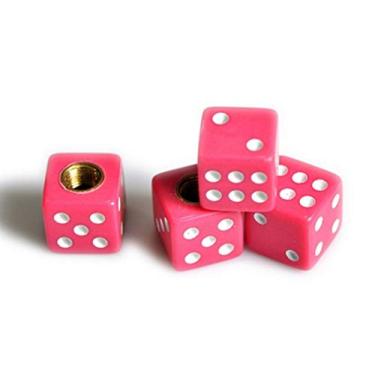 Imagem de Topxome 4 pçs/conjunto de tampas de haste de válvula de ar de pneu de dados para carro, caminhão, bicicleta, quadriciclo, aros de roda, bicicleta, acessórios de bicicleta (rosa)