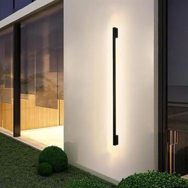 Imagem de Luminária de parede LED para jardim 40W exterior IP65 à prova d'água luzes de parede de segurança de alumínio preto acrílico arandela de parede externa para quintal varanda escadas decorativas (80 cm,