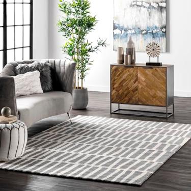 Imagem de nuLOOM Lemuel Tapete de lã tufado à mão, 9,5 x 1,5 m, cinza