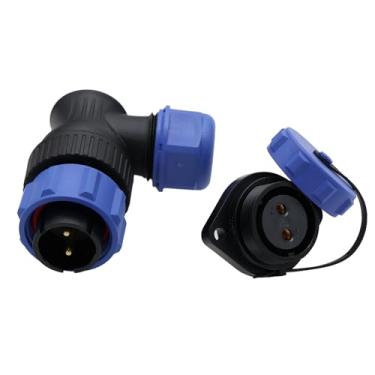 Imagem de HangTon SP21 Tomada de plugue de ângulo reto de 2 posições à prova d'água conector circular de aviação 30A 12/24V energia elétrica externa marinha fonte de alimentação solar automotiva