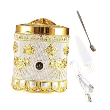 Imagem de Bothyi Suporte de incenso elétrico, decoração de fragrância para casa, ornamento de peça central de mesa para mesa, ioga, sala de estar, Prata Dourada