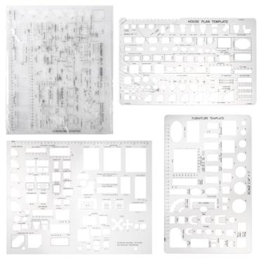 Imagem de Ferramentas de desenho e formas de régua para arquitetura - Conjunto de 3 para móveis de planta de casa, cozinha, edifício, design de interiores
