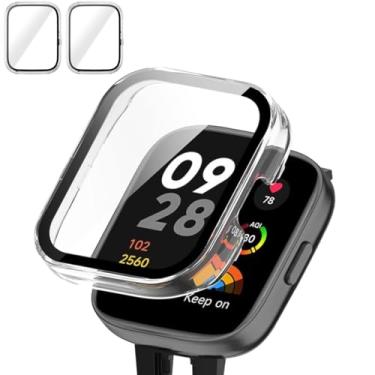 Imagem de Rc-Z Capa protetora de tela para smartwatch Xiaomi Redmi Watch 3, amortecedor de PC rígido e acessórios de substituição de filme de vidro temperado para Redmi Watch 3, transparente