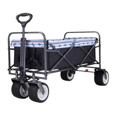 Imagem de carroça Carrinho de vagão de tecido oxford com rodas dobrável vagão utilitário ao ar livre para acampamento viagem utilitário carrinho de praia carrinho de mercearia dobrável