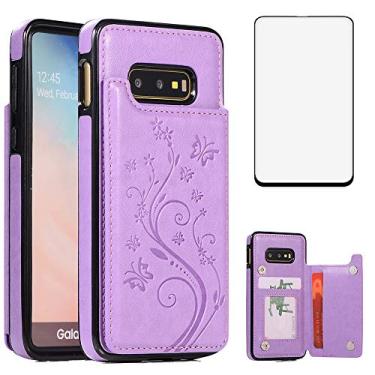 Imagem de Capa de telefone para Samsung Galaxy S10e com protetor de tela de vidro temperado e suporte de cartão carteira com suporte flip acessórios de celular de couro Glaxay S 10e Gaxaly 10se Galaxies Se10