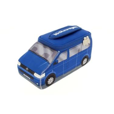 Imagem de BRISA Coleção VW – Volkswagen Neoprene Universal Maquiagem Cosméticos Higiene Pessoal Bolsa Farmácia Viagem em Design de Ônibus T5 (Azul/Grande)