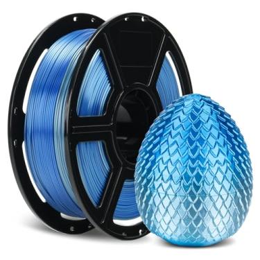 Imagem de FLASHFORGE Filamento de seda de duas cores, gradiente de azul a prata, filamento de impressora 3D suave que muda de cor 1 kg (2,2 lbs) carretel, filamento de impressão 3D fácil de usar e serve para a