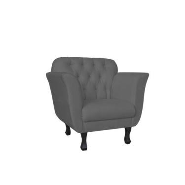 Imagem de Poltrona Decorativa Dália Suede Cinza Pés Madeira Ms Decor - Não Infor