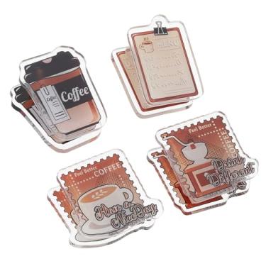 Imagem de PATIKIL Lindo clipe de saco de chips, 4 peças de clipe de papel de café acrílico clipe de chip clipe de saco de alimentos grampos para fotos de papel notas cozinha casa escritório, marrom claro/marrom