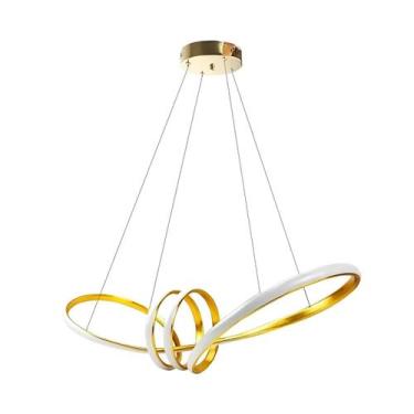 Imagem de Lustre pendente led infinito dourado com tecnologia switch - LIMED MOG