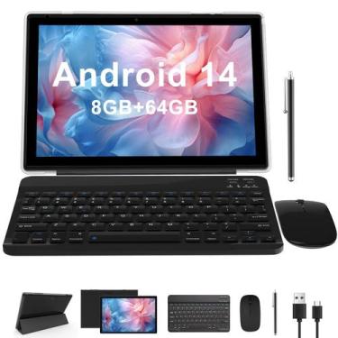 Imagem de Tablet NOVOJOY 2 em 1 Android 14 de 10 polegadas 8GB RAM 64GB ROM