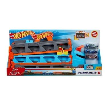 Imagem de Hot Wheels City Caminhão Speedway Hauler  Pista Corridas Lançador Duplo  Com 3 Carrinhos - Mattel