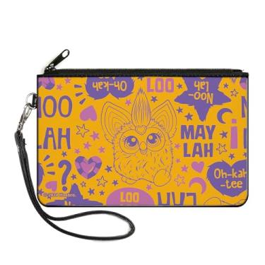 Imagem de Buckle-Down Furby Wallet, Zip Clutch, Furby Furbish Frases e Ícones Laranja Rosa Roxo, Lona, rosa, LARGE, Casual