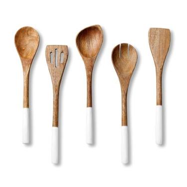 Imagem de Conjunto de 5 Utensílios de Cozinha de Madeira Folkulture - Colheres B