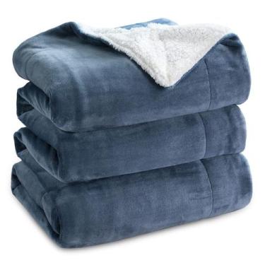 Imagem de Cobertor Sherpa Fleece Bedsure King Size (270x230cm) - Azul Ardósia